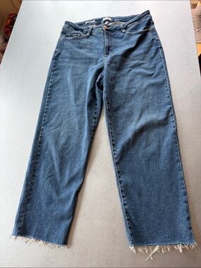 Ava & Viv Denim High Rise Slim Straight Jeans with Frayed Hem